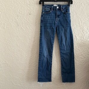 Frame Medium Wash Le High Straight Leg Jeans Raw Hem 24